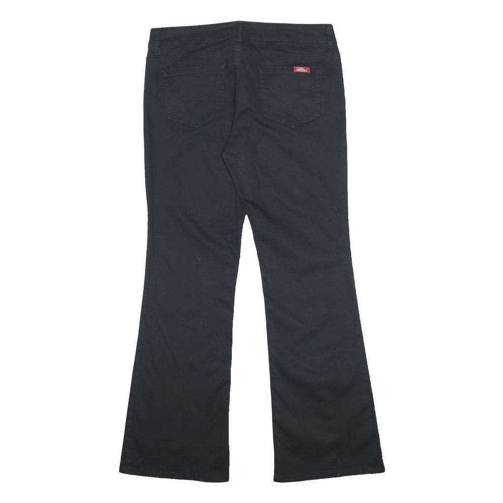 DICKIES Womens Cotton Blend Black Regular Fit Flared Trousers W33 L30 Workwear