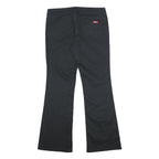 DICKIES Womens Cotton Blend Black Regular Fit Flared Trousers W33 L30 Workwear