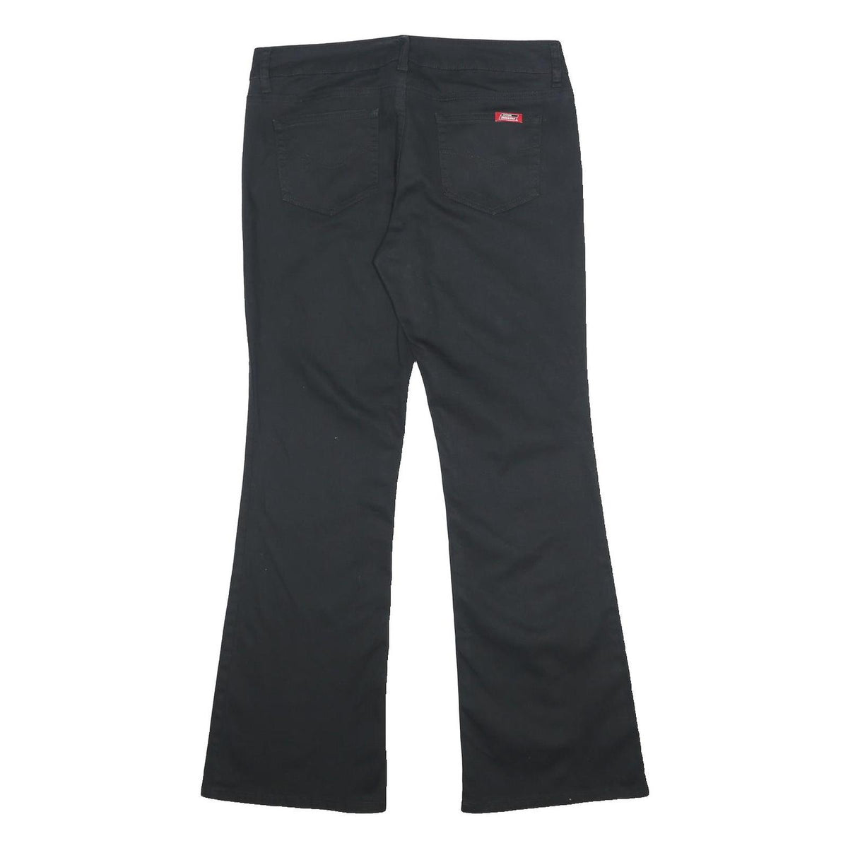 DICKIES Womens Cotton Blend Black Regular Fit Flared Trousers W33 L30 Workwear