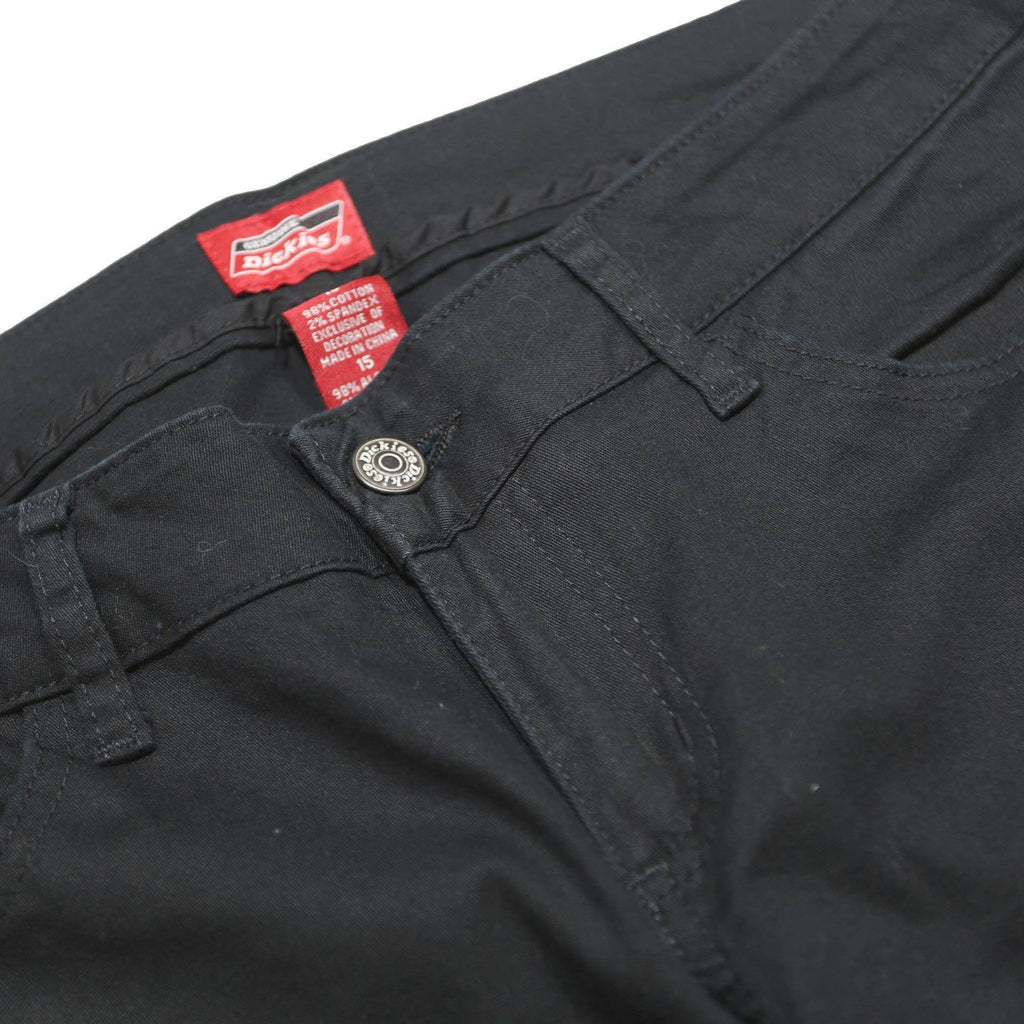 DICKIES Womens Cotton Blend Black Regular Fit Flared Trousers W33 L30 Workwear
