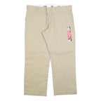 DICKIES Womens Relaxed Beige Cotton Blend Zip Trousers W38 L28 Workwear