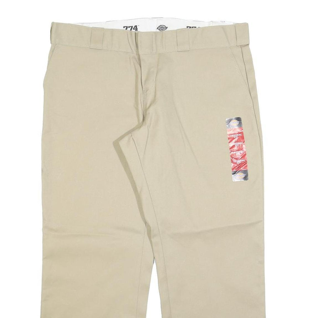 DICKIES Womens Relaxed Beige Cotton Blend Zip Trousers W38 L28 Workwear