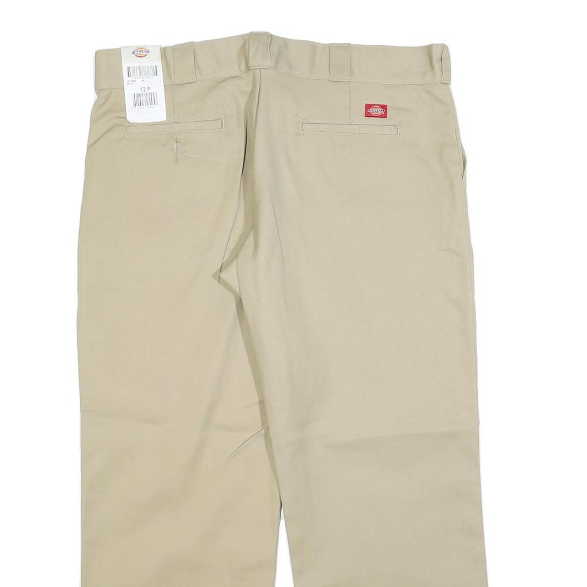 DICKIES Womens Relaxed Beige Cotton Blend Zip Trousers W38 L28 Workwear