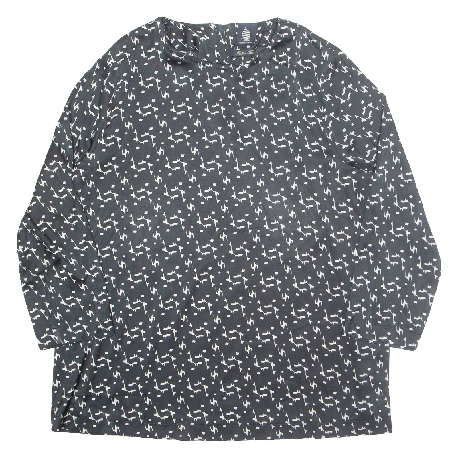 MARINA YACHTING Womens Printed Blouse Black Long Sleeve Geometric L