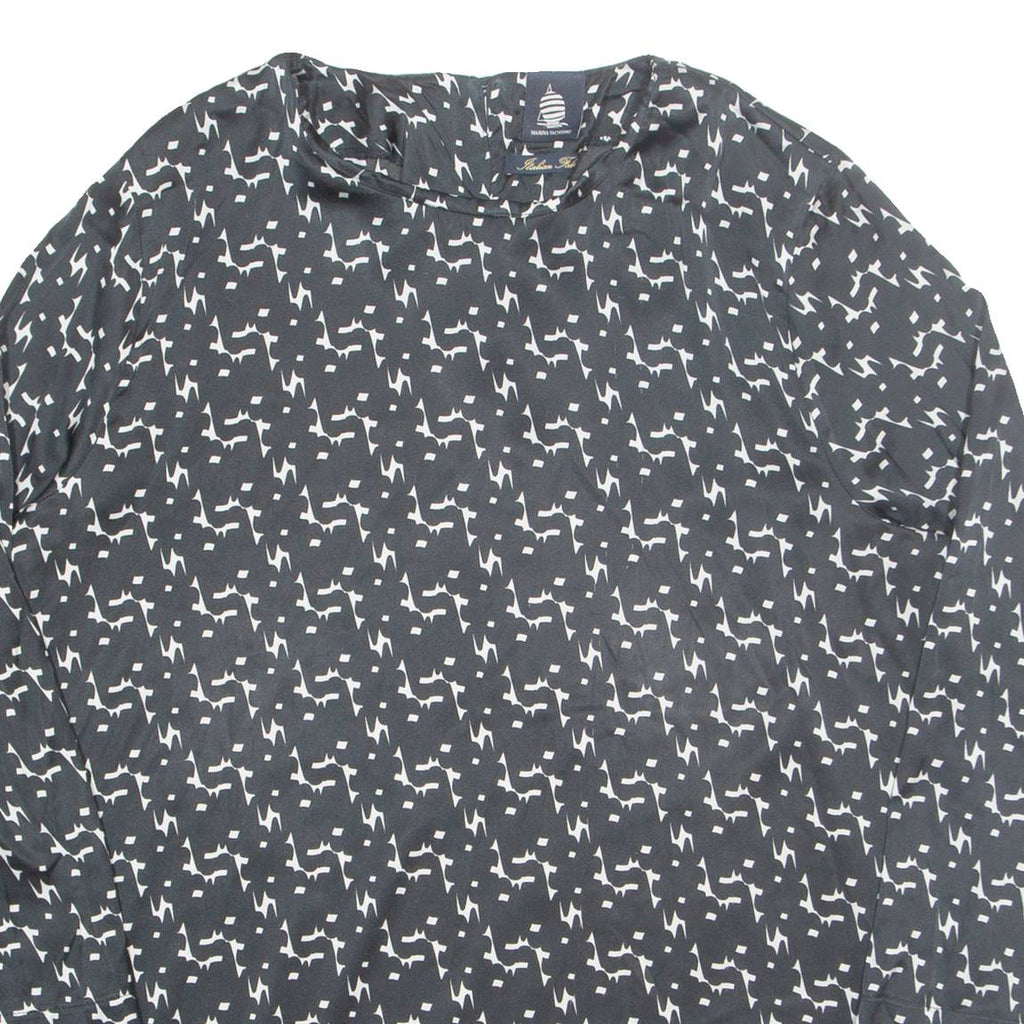 MARINA YACHTING Womens Printed Blouse Black Long Sleeve Geometric L
