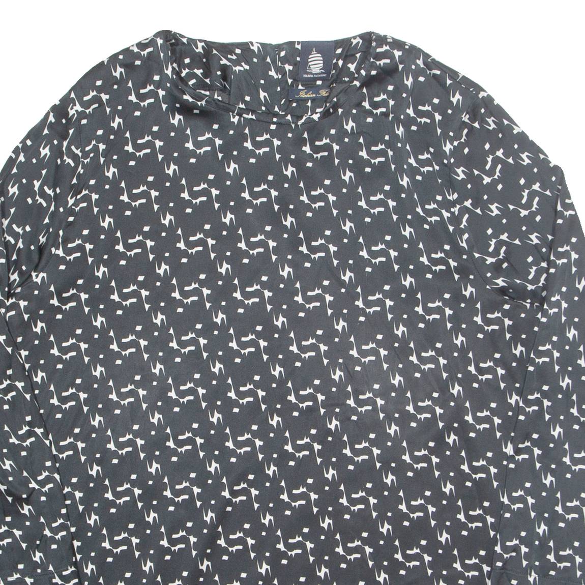 MARINA YACHTING Womens Printed Blouse Black Long Sleeve Geometric L