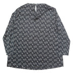 MARINA YACHTING Womens Printed Blouse Black Long Sleeve Geometric L