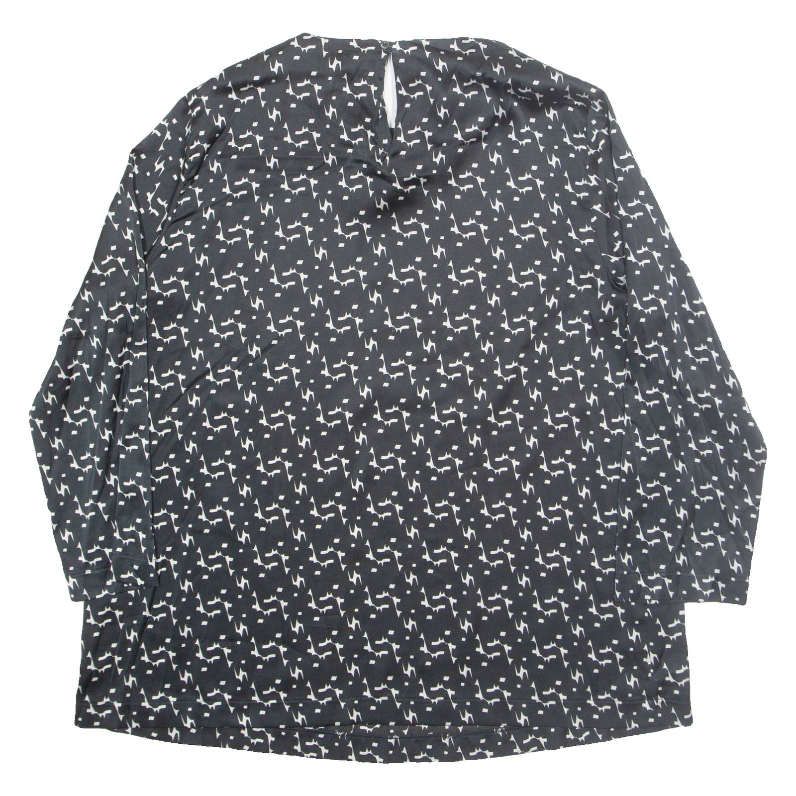 MARINA YACHTING Womens Printed Blouse Black Long Sleeve Geometric L