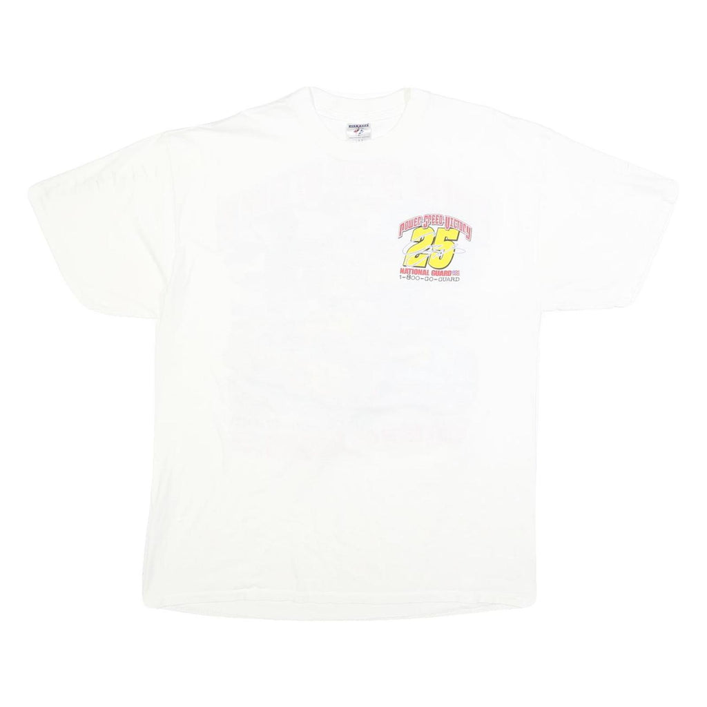 JERZEES Mens White National Guard Power Speed Victory Graphic T-Shirt L Short