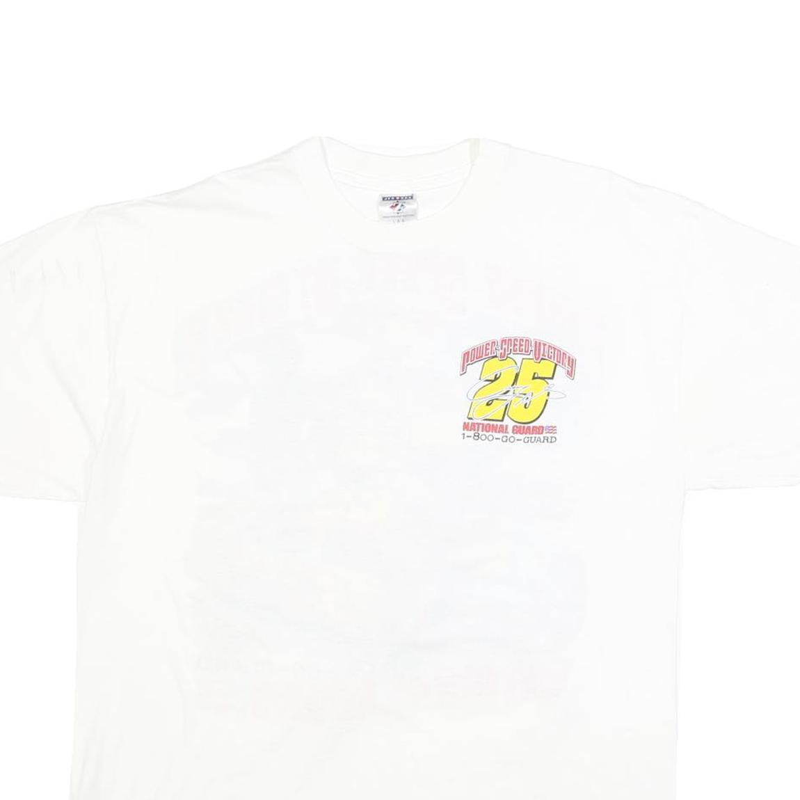 JERZEES Mens White National Guard Power Speed Victory Graphic T-Shirt L Short