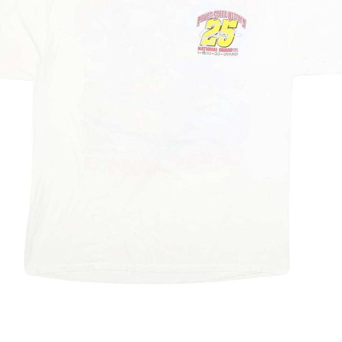 JERZEES Mens White National Guard Power Speed Victory Graphic T-Shirt L Short