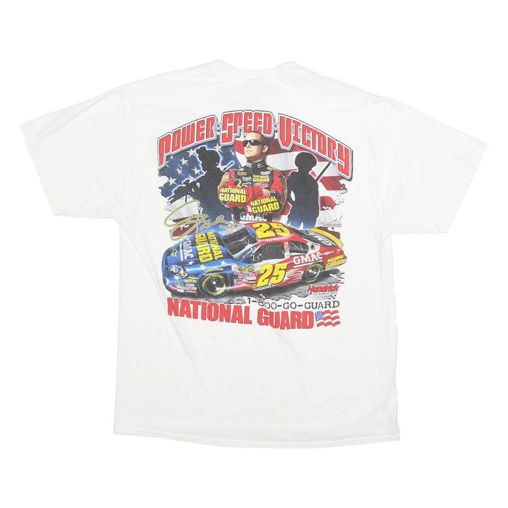 JERZEES Mens White National Guard Power Speed Victory Graphic T-Shirt L Short
