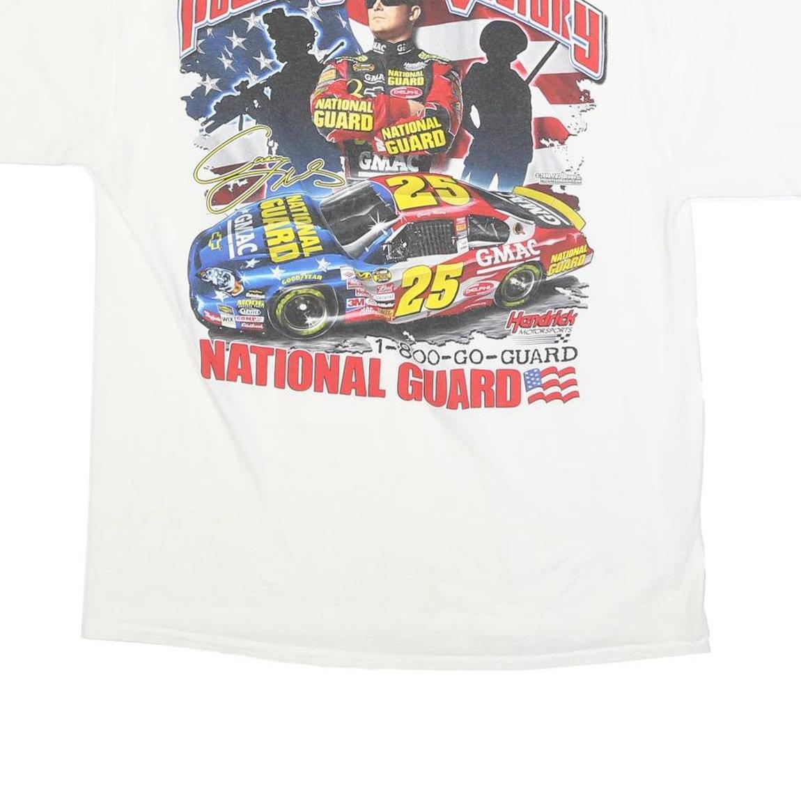 JERZEES Mens White National Guard Power Speed Victory Graphic T-Shirt L Short