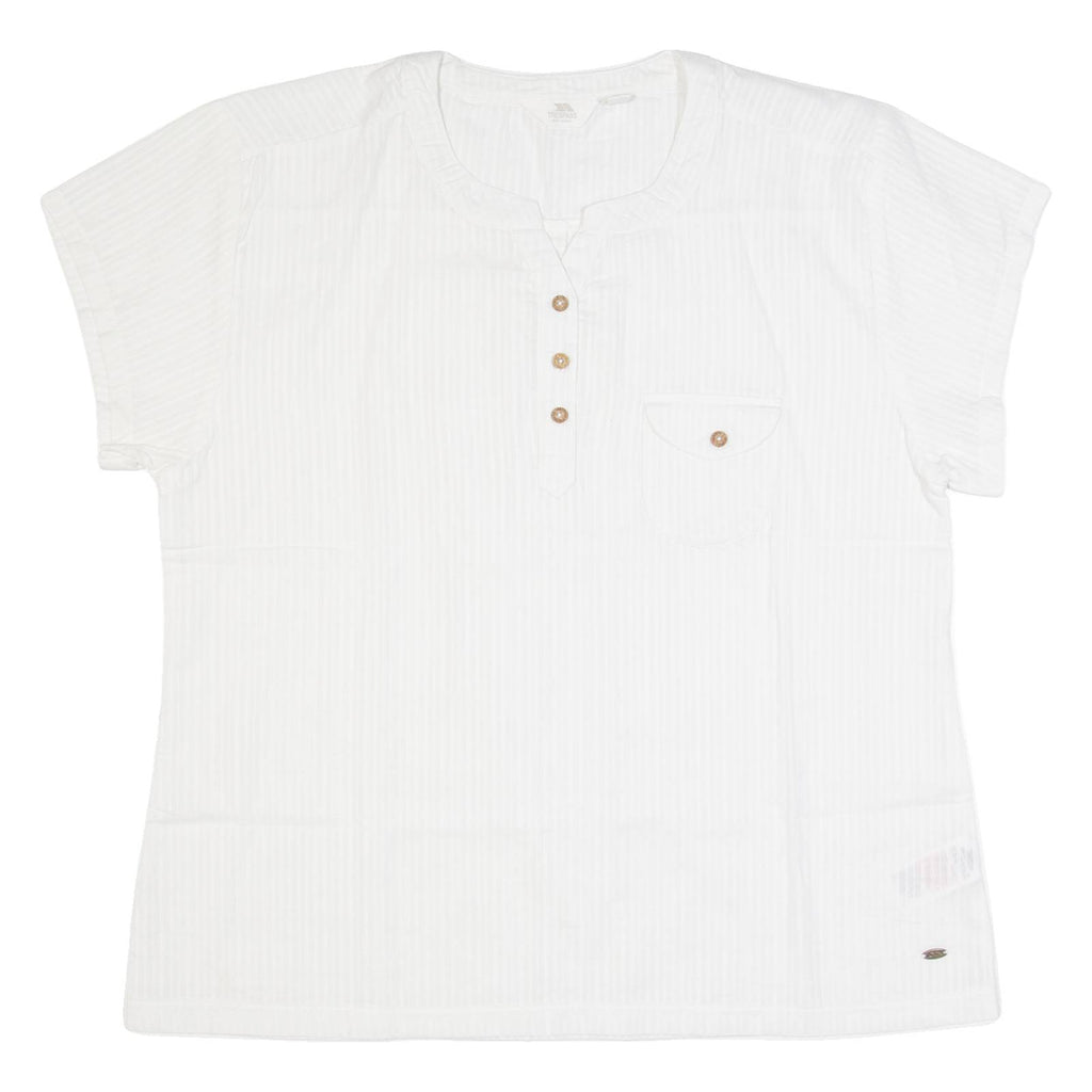 TRESPASS Womens Top Cream V-Neck Striped UK 18