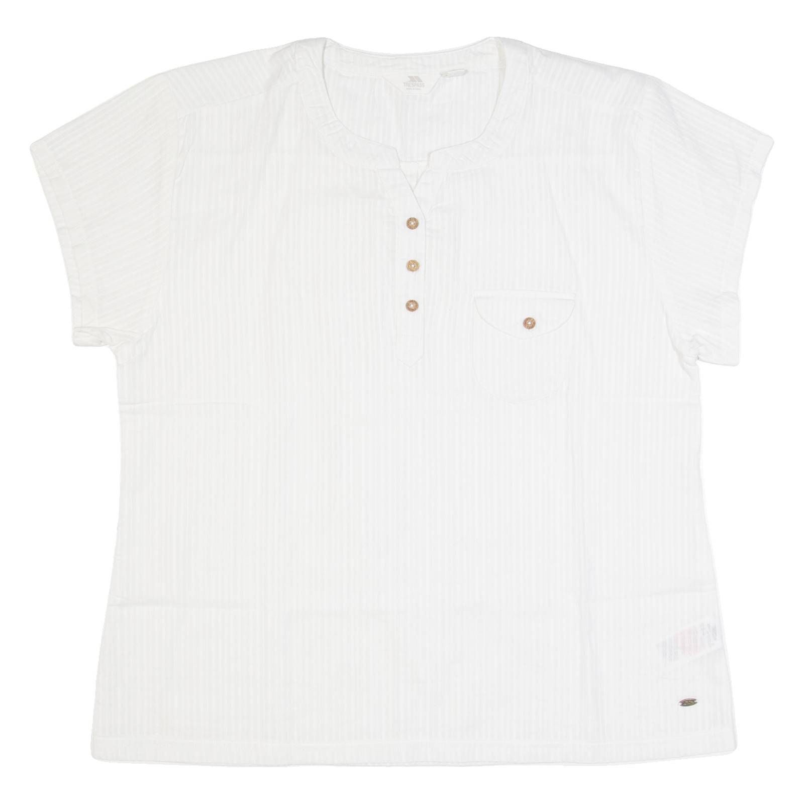 TRESPASS Womens Top Cream V-Neck Striped UK 18