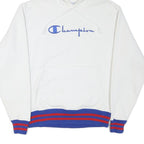 CHAMPION Mens White Blue & Red Hoodie M Cotton Blend Classic Pullover