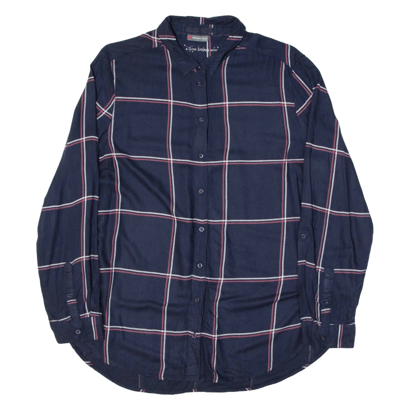 STREET ONE Womens Shirt Blue Viscose Check Long Sleeve UK 18
