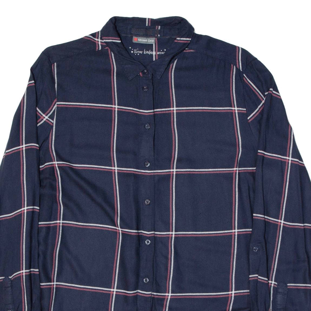 STREET ONE Womens Shirt Blue Viscose Check Long Sleeve UK 18