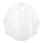 KENTFIELD Mens White & Beige Striped Cotton Blend Shirt L Casual Smart Urban