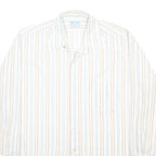 KENTFIELD Mens White & Beige Striped Cotton Blend Shirt L Casual Smart Urban