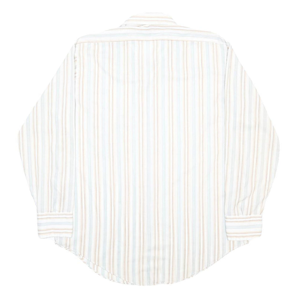 KENTFIELD Mens White & Beige Striped Cotton Blend Shirt L Casual Smart Urban