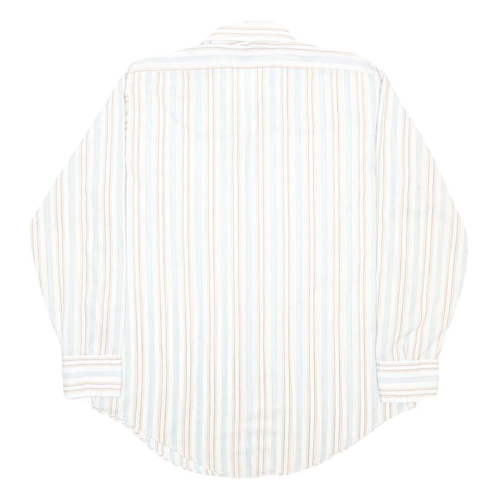 KENTFIELD Mens White & Beige Striped Cotton Blend Shirt L Casual Smart Urban