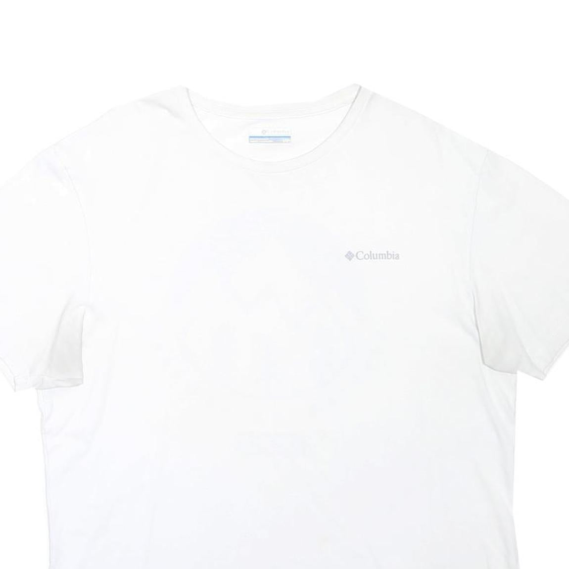 COLUMBIA Mens White & Grey Graphic T-Shirt L Short Sleeve Crew Neck Casual