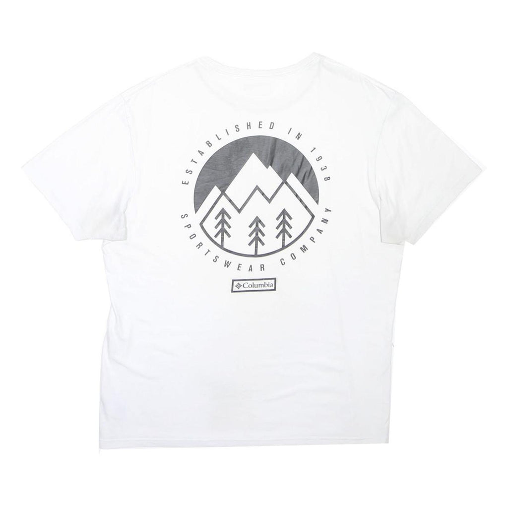 COLUMBIA Mens White & Grey Graphic T-Shirt L Short Sleeve Crew Neck Casual