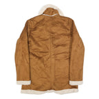 WILD FABLE Womens Brown & Cream Faux Shearling Button Jacket S Polyester Sherpa