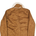 WILD FABLE Womens Brown & Cream Faux Shearling Button Jacket S Polyester Sherpa