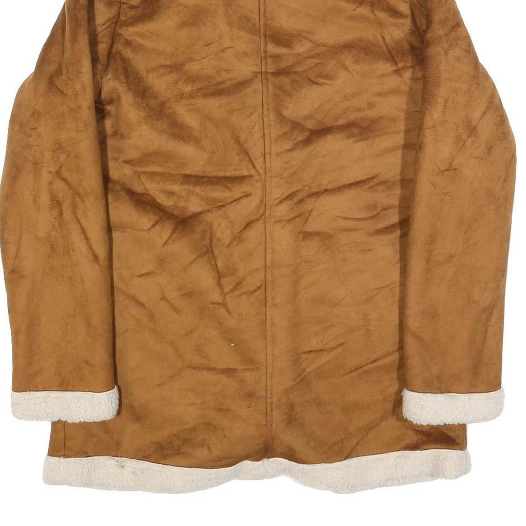 WILD FABLE Womens Brown & Cream Faux Shearling Button Jacket S Polyester Sherpa