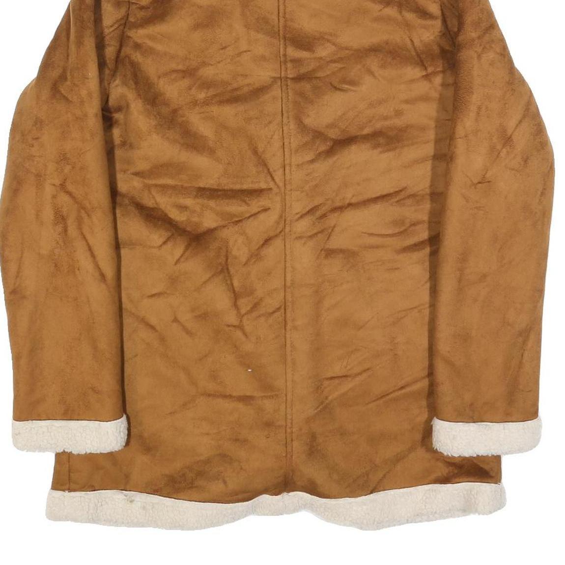 WILD FABLE Womens Brown & Cream Faux Shearling Button Jacket S Polyester Sherpa