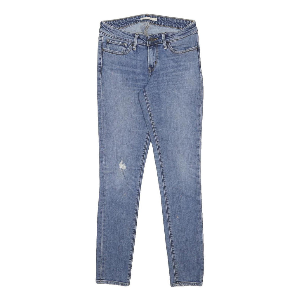 LEVI'S 711 Womens Blue Slim Skinny Denim Cotton Blend Light W28 L32 Zip Closure
