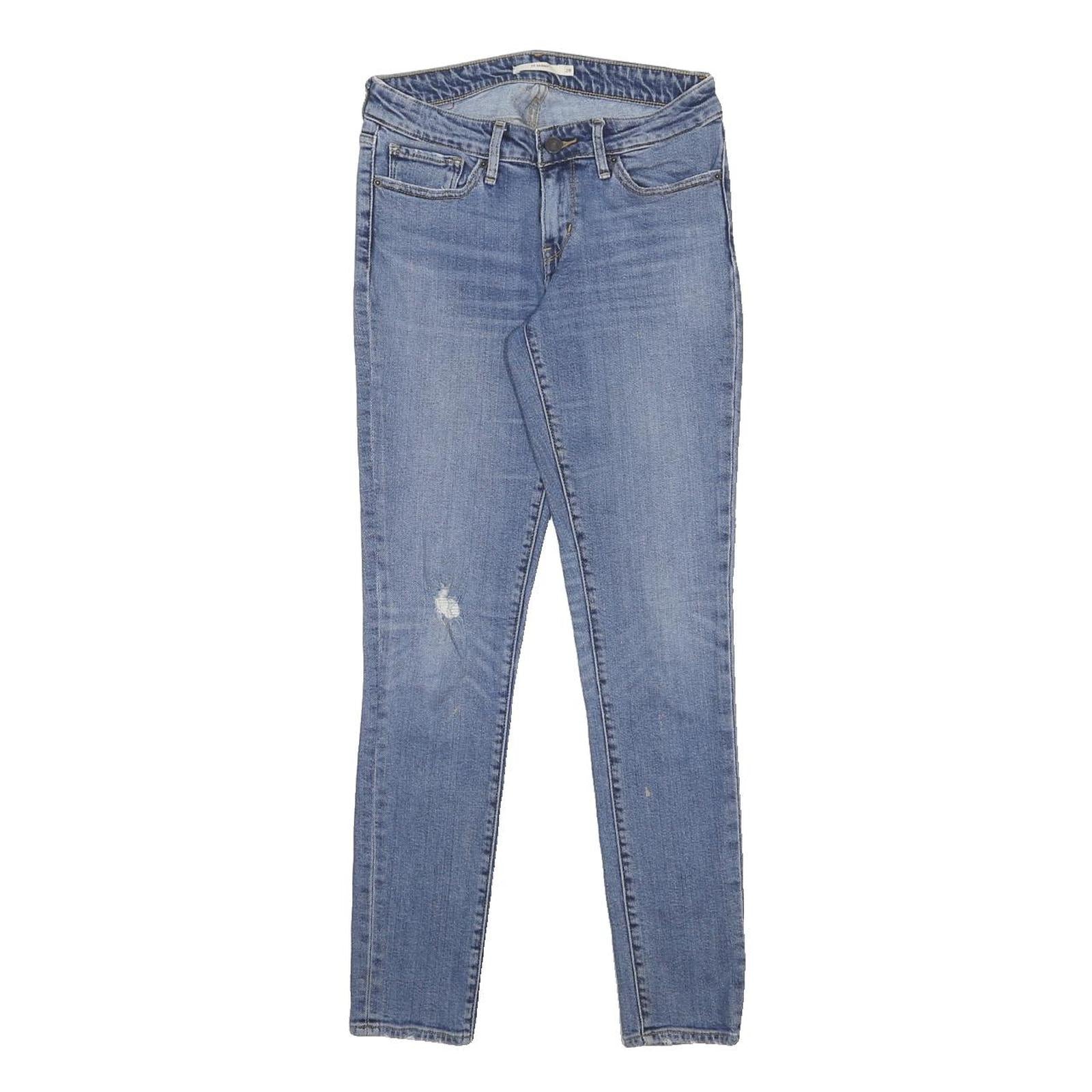 LEVI'S 711 Womens Blue Slim Skinny Denim Cotton Blend Light W28 L32 Zip Closure