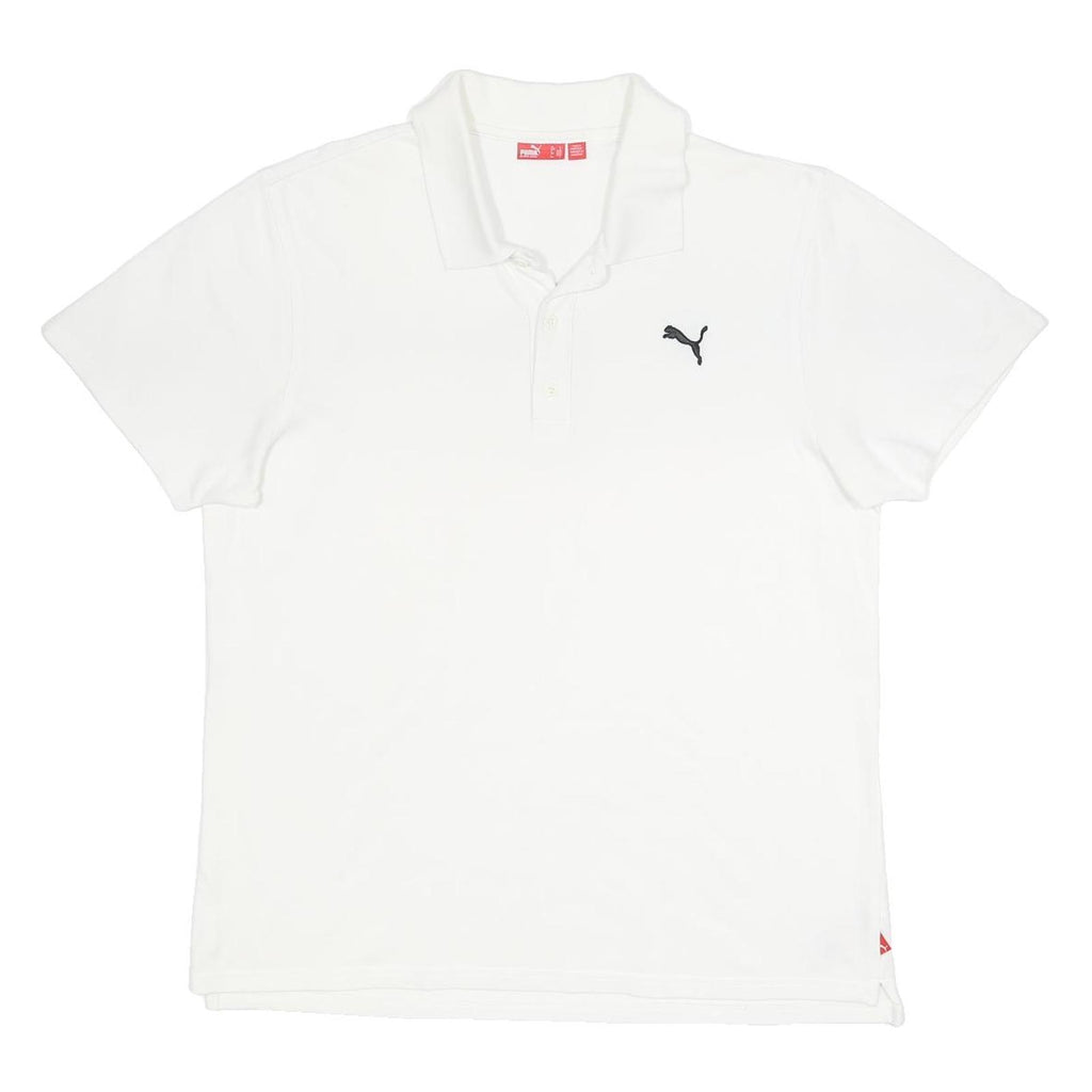 PUMA Mens White Short Sleeve Polo Shirt L Cotton Basic Casual Golf