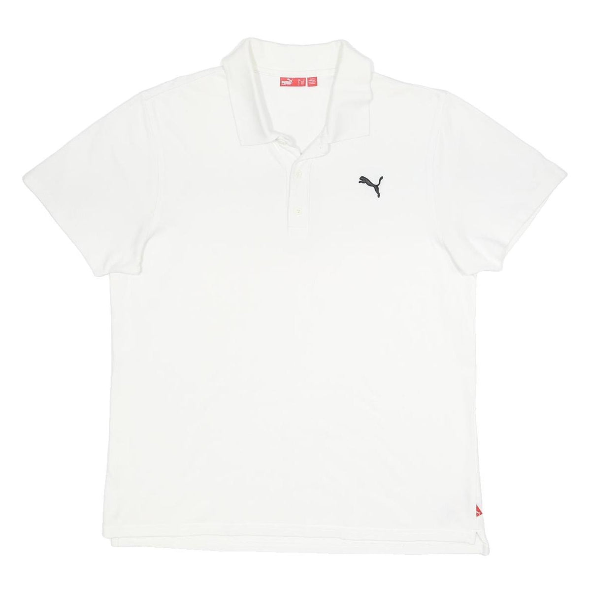 PUMA Mens White Short Sleeve Polo Shirt L Cotton Basic Casual Golf