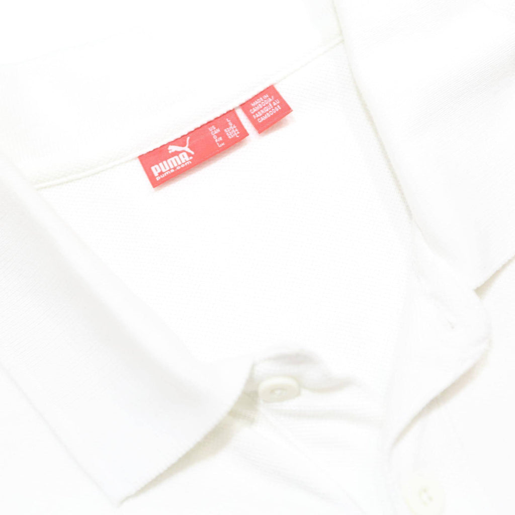 PUMA Mens White Short Sleeve Polo Shirt L Cotton Basic Casual Golf