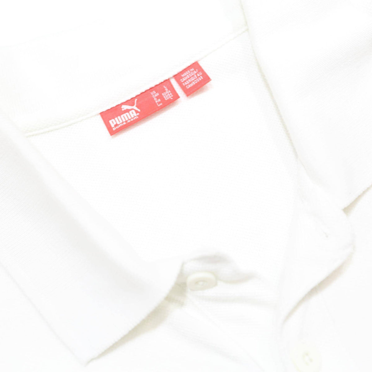PUMA Mens White Short Sleeve Polo Shirt L Cotton Basic Casual Golf