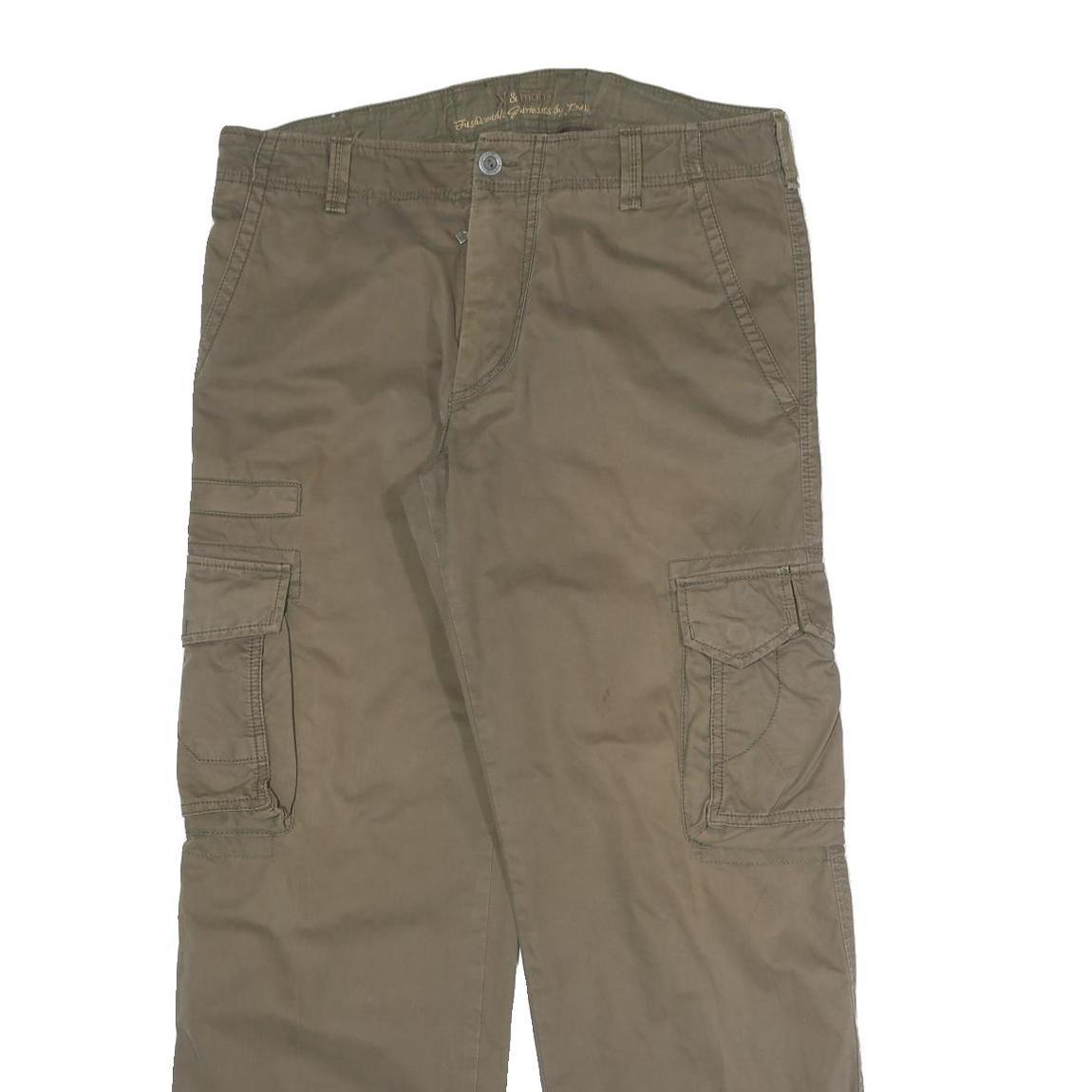 X & MORE Mens Cotton Blend Beige Relaxed Cargo Trousers W34 L30 Utility Pockets