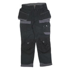 DICKIES Mens Cotton Blend Black & Grey Relaxed Cargo Trousers W34 L30 Workwear