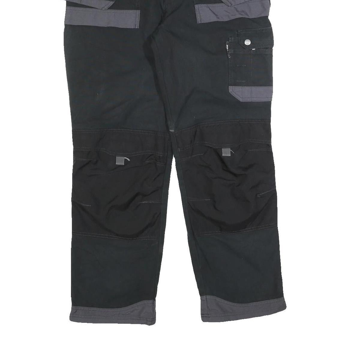 DICKIES Mens Cotton Blend Black & Grey Relaxed Cargo Trousers W34 L30 Workwear