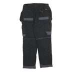 DICKIES Mens Cotton Blend Black & Grey Relaxed Cargo Trousers W34 L30 Workwear
