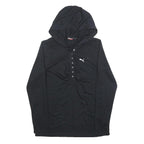 PUMA Womens Black Hooded Pullover Hoodie UK 14 Button Front Logo
