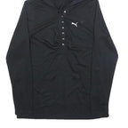 PUMA Womens Black Hooded Pullover Hoodie UK 14 Button Front Logo