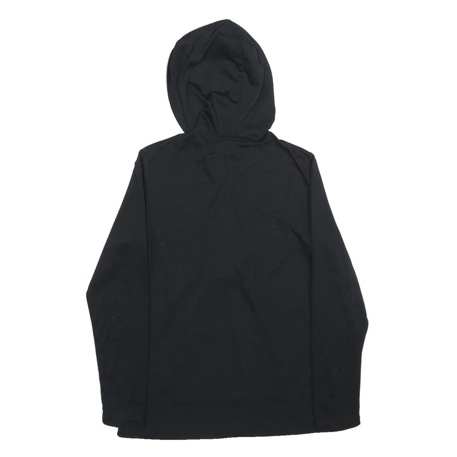 PUMA Womens Black Hooded Pullover Hoodie UK 14 Button Front Logo