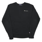 CHAMPION Mens Black Cotton Blend Crew Neck Sweatshirt S Logo Embroidered