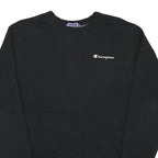 CHAMPION Mens Black Cotton Blend Crew Neck Sweatshirt S Logo Embroidered