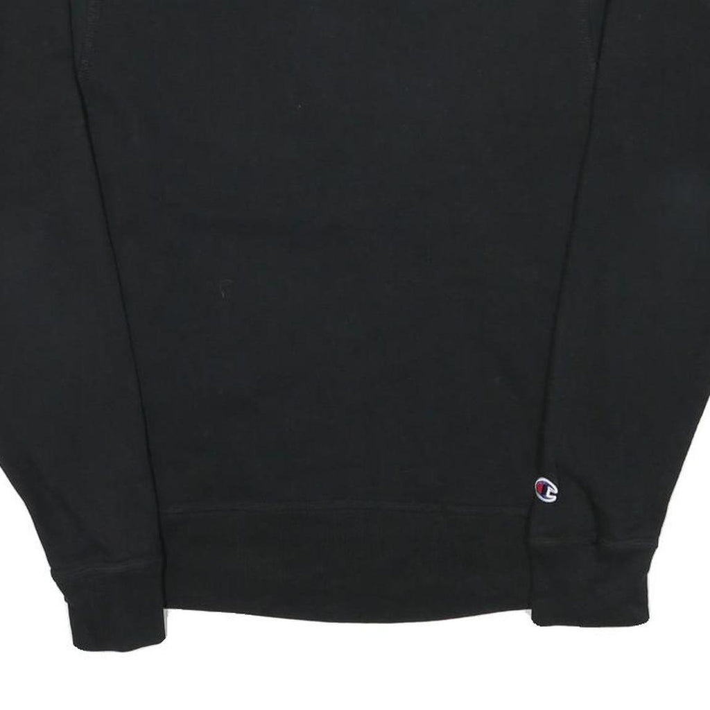 CHAMPION Mens Black Cotton Blend Crew Neck Sweatshirt S Logo Embroidered