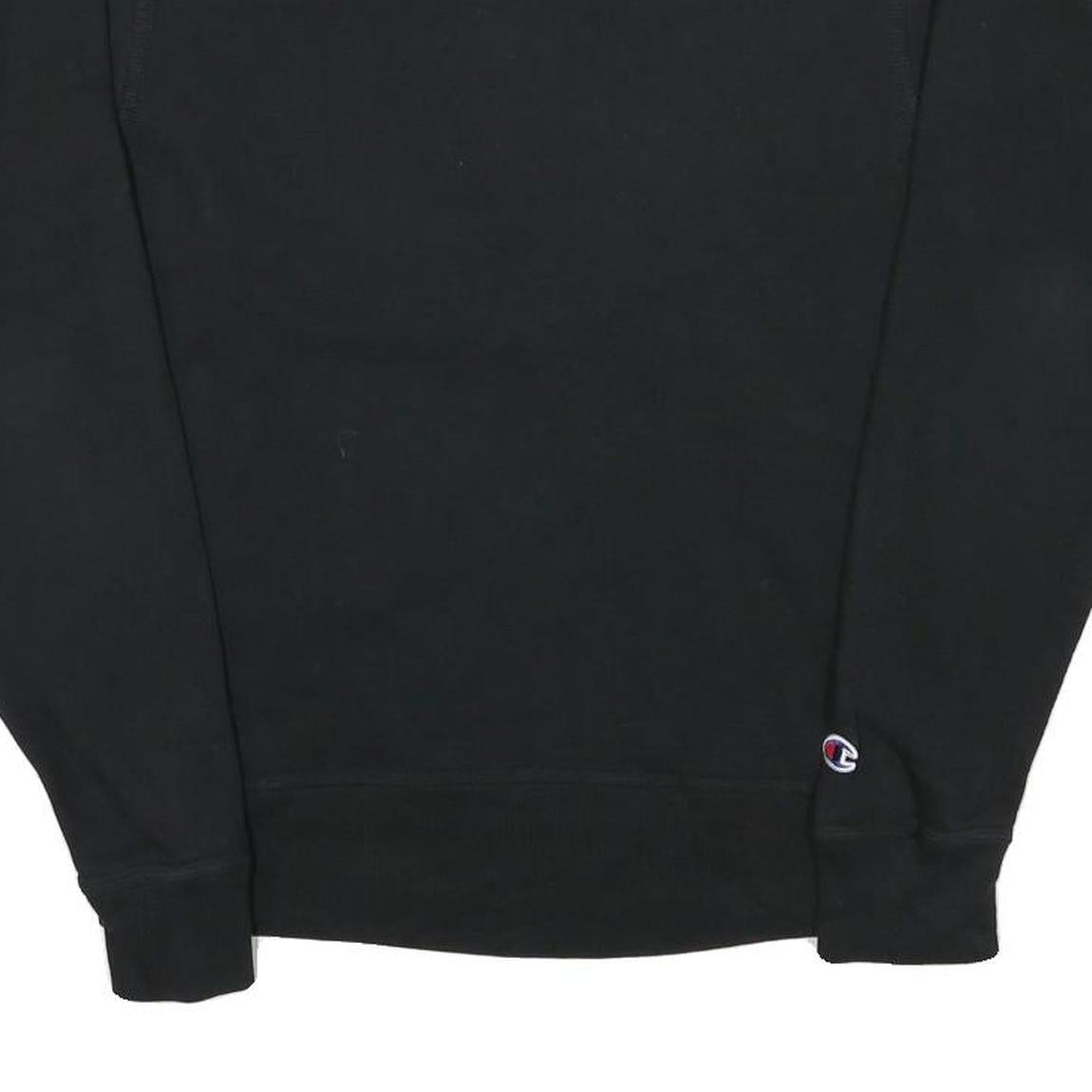 CHAMPION Mens Black Cotton Blend Crew Neck Sweatshirt S Logo Embroidered