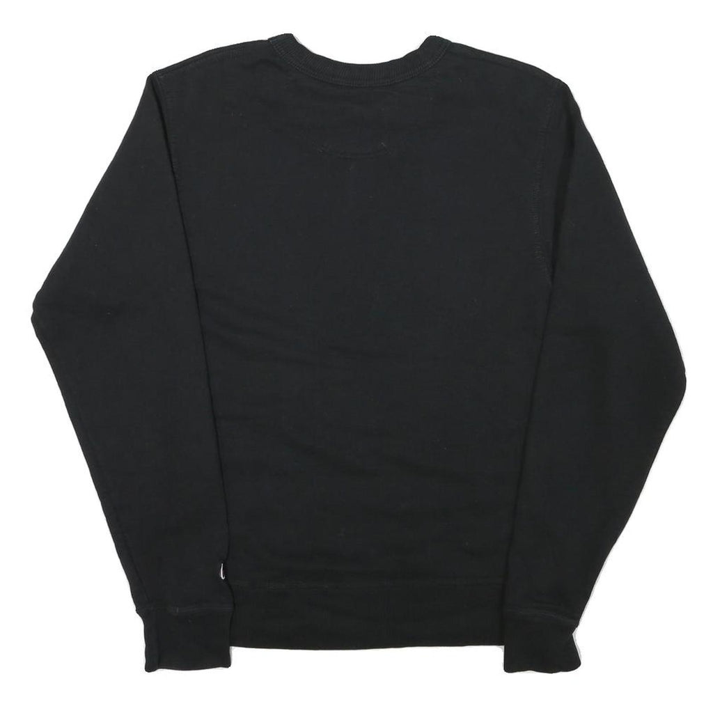 CHAMPION Mens Black Cotton Blend Crew Neck Sweatshirt S Logo Embroidered